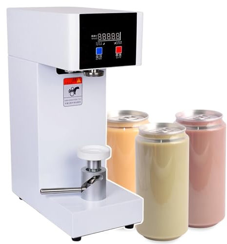 HCAUYNN Desktop Automatic Tin Can Sealing Machine,Commercial Can Sealer For Canning,With Counter/Height Adjustable, For Sealing Canned Liquids,White-110V