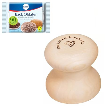 Lebkuchenglocke | Das Original | Lebkuchenformer Starter-Set 9 cm | inkl. Oblaten | idealer Helfer zum Backen von perfekten Lebkuchen, Makronen und Plätzchen