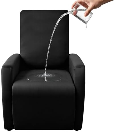 YCDZSW Ruhesessel Bezug, Stretch Recliner Sofabezug, Sessel überzug Mit Taschen, Stretchhusse Für Liegesessel Relaxsessel Massagesessel, Fernsehsessel Bezug (Schwarz)