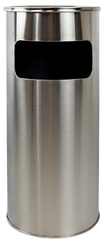 Vigil Combined Litter & Cigarette Bin, Stainless Steel Outdoor Ashtray Ideal for Commercial Use, 10-litre Capacity with Removable Liner Products