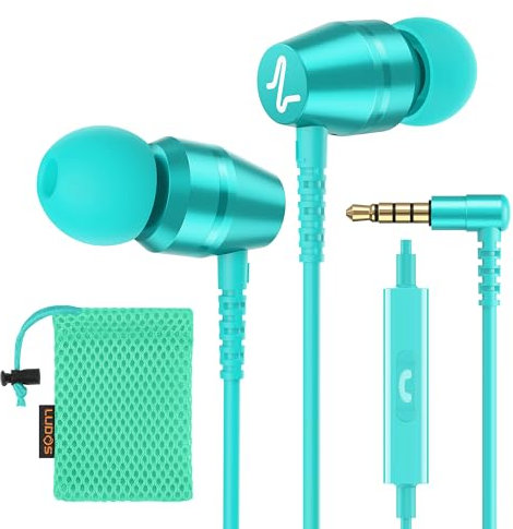 LUDOS OMNITONE Auriculares In Ear con Cable y Microfono, 5 Años de Garantía, Auricular con Jack, Cascos Musica con Graves Potentes, para iPhone, iPad, Samsung, Xiaomi, Huawei, Gaming, Móvil - Turquesa