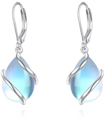 POPLYKE Mondstein/Lapislazuli/Rosenquarz/Opal/Larimar/Labradorit Ohrringe für Damen 925 Sterling Silber Träne Tropfen Ohrringe Schmuck Geschenke für Frauen