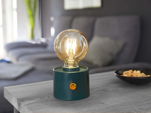 Northpoint Vintage Akku Glühbirne Edison LED Tischlampe USB-C dimmbar mit Drehschalter – moderne Dekoration grün