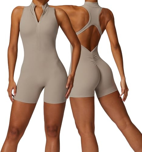 HOMDECR Damen Yoga-Overall – Atmungsaktives Trainings-Outfit Für Yoga, Pilates & Fitness,ärmellos,Jumpsuits Damen Sport Overall Enge Ärmellos Quadratischer Ausschnitt Einteiler Yoga Gym