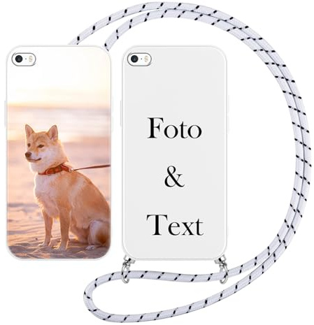 Yoedge Handykette Personalisierte Handyhülle für iPhone 16e Weiß Hülle mit Band Kordel 6,1, Selbst Gestalten Personalisiert mit Foto Bild Text Individuelle Schutzhülle Cover für iPhone 16e Case