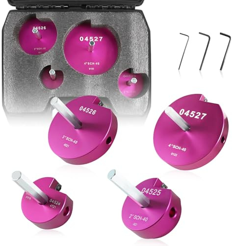PVC Pipe Reamer Kit 4 PCS 1-1/2, 2, 3, 4 for SCH 40 PVC CPVC ABS, High Hardness Carbide & Heavyduty Aluminum Reamer Tool 3/8 Hex Shaft Fits 1/2 Drills for Exhaust Drain Water Pipe