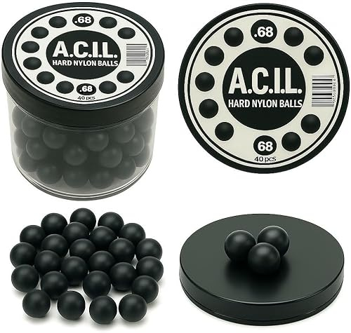 40 x Hard Nylon Balls in 68 Caliber Paintballs Solid Balls Precision Training Ammo for Paintball, RAM & Self Defense Pistols – Durable Reusable Projectiles