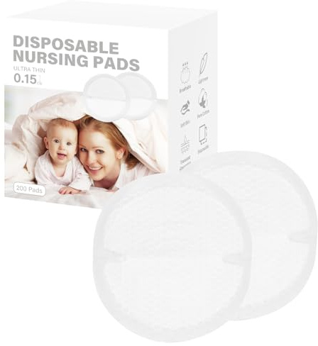 Disposable Breast Pads Nursing, Super Soft & Ultra Absorbent Breastfeeding Pads - Leak-Proof, Ultra Thin Stay-Dry Nursing Pads for Milk Leakage Protection - 200 Count (White)