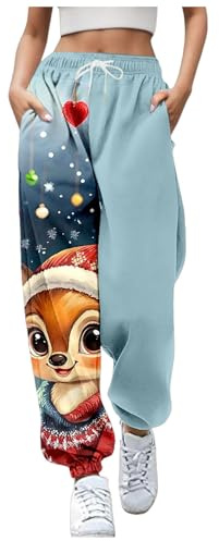 Generisch Pantalon de Noël pour femme Père Noël Pantalon de fitness pour femme 7/8, lilas, XL