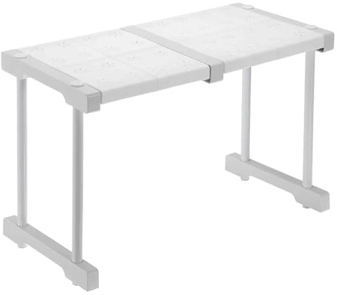 HARFINGTON Expandable Cabinet Tension Shelf 14.57 to 18.9 Adjustable Cabinet Organizer 32 x 9.45 Flower Pattern Table Storage Rack for Wardrobe Cupboard Kitchen Bedroom