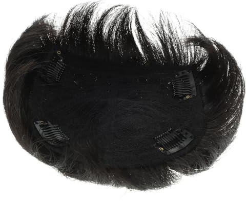 BESTYASH Peluca De Hombre Postizo Clip 13x14 Cm Negra Ventilada Para Uso Diario y Cosplay