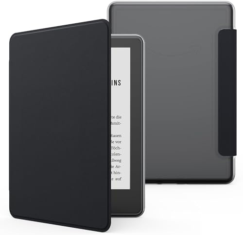 Étui Magnétique Imperméable Compatible avec Kindle 6 11e Génération (Modèles 2024/2022) - Coque Protectrice Auto-Veille/Réveil, Ultra-Léger et Anti-Rayures avec Dos Transparent - Noir