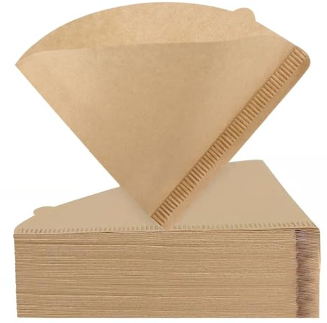 100 stycken koniska kaffefilter, för 2–4 koppkaffemaskiner, oblekt engångspapper utan kemiska tillsatser, kompatibla med koniska Pour-Over-kaffefilter och filterkaffemaskiner (storlek V02 N