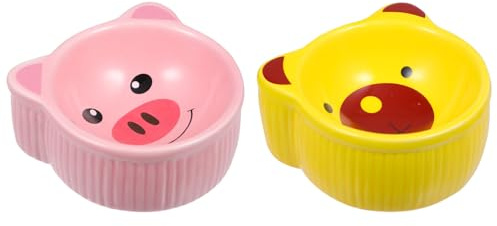 Abaodam 2 pezzi Ciotola in Ceramica per Animali Domestici Mangiatoia Resistente per Criceti e Riccio Design Cartoon Adorabile Facile da Pulire Contenitore Versatile per Acqua e Cibo Umido
