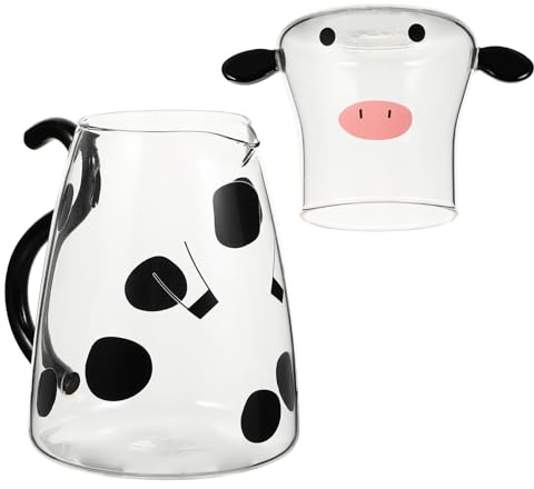 SEWACC Bouilloire en Verre 550 Ml Motif Dessin Animé Résistant la Chaleur Compatible Micro-ondes Ensemble Théière et Tasse Blanche Usage Maison Cuisine