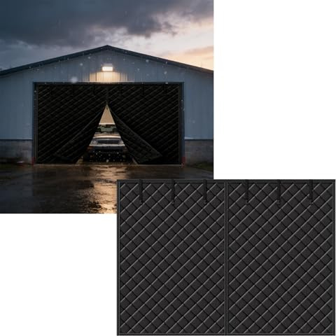 Magnetisk värmeisolerad garageportsskydd, magnetisk vinterisoleringskit för garage, uteplats, balkong, skjutdörrar, väderbeständig gardin(Svart,W320cm x H280cm)