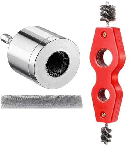 Scovolino in rame - 15/22mm | Spazzola per la pulizia dei tubi | Spazzola per la pulizia dei tubi per trapano elettrico | Set sbavatori | Per la preparazione alla saldatura del riscaldamento idraulico