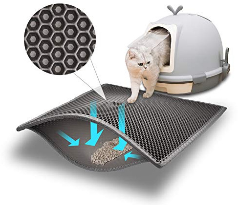 Katzenklo Matte XXL Katzenstreumatte - wasserdichte Unterlage Für Katzenklo Mit Doppel Schicht, Katzenmatte Für Katzenstreu Auffangen, Katzentoilette Vorleger rutschfest & Waschbar