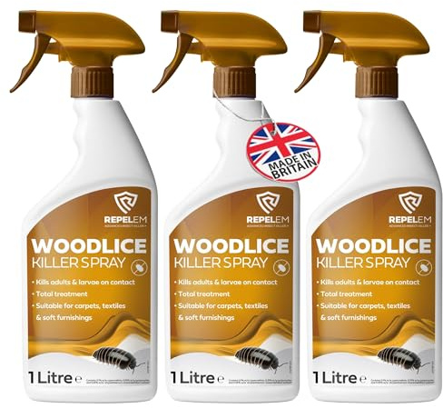 REPELEM Woodlice Killer Outdoor & Indoor Spray - Cockroaches & Bugs 3L | Professional Strength Insecticide, Instant Action Formula, Also Kills Cockroaches & Bugs, Woodlice Repellent