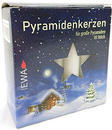 JEKA Pyramid Kerzen, Pyramiden Pyramidenkerze Wachs (Weiß, 1.8 x 1.8 x 10.5 cm (3er Pack))