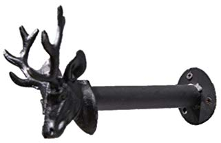 TentHome Kleiderlüfter Wand Garderobenhaken Hirschkopf Wandhaken für 5 Kleiderbügel Platzsparende Kleiderstange Metall Dekohaken (lange Haken, Matt Schwarz)