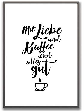 Ritter Mediendesign Kaffee und Liebe Bild Din A4 Wandbild Premium Kunstdruck Poster ULIVERSELL Art Deko Geschenkidee
