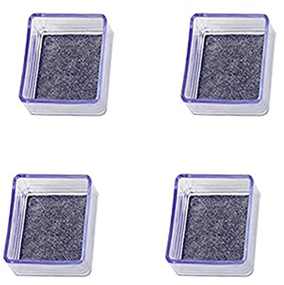Zoyay Caps for Desk Feet Chair Leg Clear Silicone Caps with Felt Table Feet Pads Covers Furniture Caster Wooden Floor Protectors Prevent Scratches Square-Transparent_4pcs_80-80mm