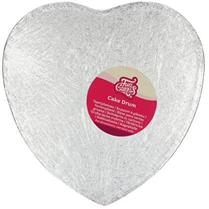 FunCakes Cake Drum Heart Tortenunterlage, Silver, 27,5 cm | Herz-Form Tortenplatte, Wiederverwendbar,, Tortenboden zum Präsentieren von Torten und Kuchen, Hochwertige Qualität