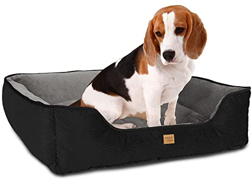 ib style Milo Hundebett, Hundekorb waschbar, Hundecouch, Schlafplatz mittelgroße Hunde, Hundesofa, Anti-Rutsch, M Schwarz