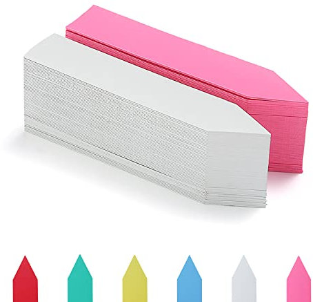 Evanda 2 Color-200 Pcs Plastic Waterproof Garden Plant Labels, Garden Nursery, Vegetable Plastic Plant Tag, Easily Differentiate Plant Types, Re-Usable Plant Tags (White&Pink)