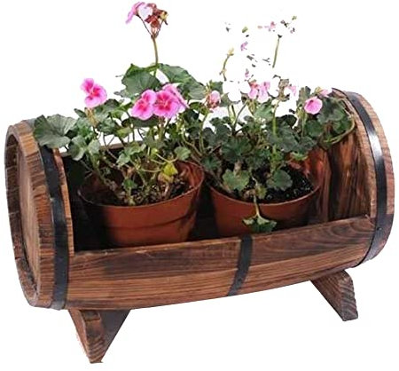 Jardinière en Tonneau, Boîtes À Fleurs en Fût De Bière Jardinières De Jardin Demi-tonneau Bac À Fleurs Support De Fleurs De Balcon pour Patio Jardin Jardin De La Ferme XJJUN