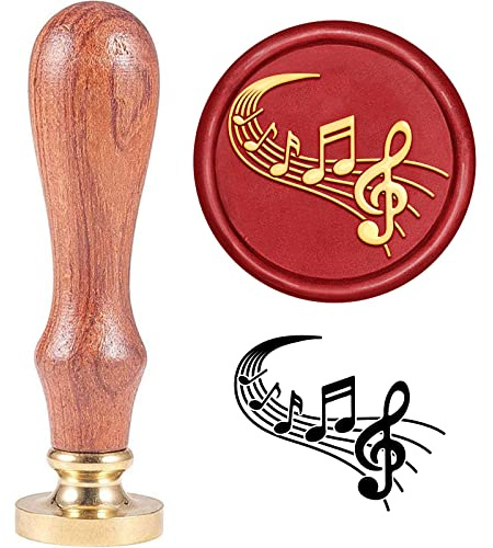 SUPERDANT 30 mm Musikbuchstaben Wachssiegel Personalisiert Musikstab Mit Notizen Holzgriffstempel Für Musikbegeisterte Geschenke Holzgriff Mit Abnehmbaren Vintage Wachssiegel Stempelbrief