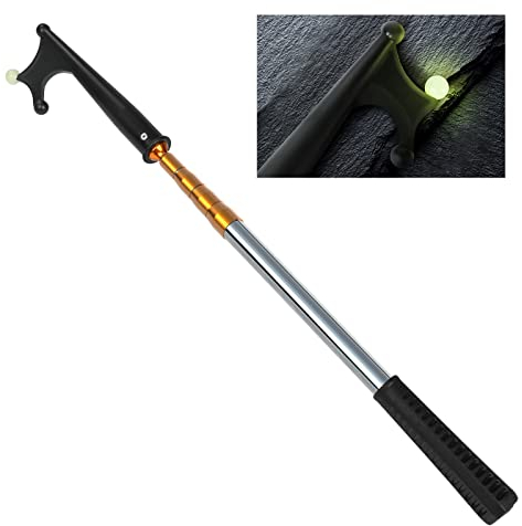 KOMCLUB Teleskop Bootshaken 134cm Bootshaken zum Andocken von Teleskop-Verlängerungsstangenhaken mit leuchtender Perle, leicht schwimmend, Rutschfester Gummigriff, langlebig und rostbeständig