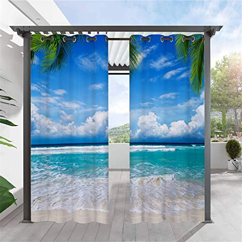 Heavyoff Outdoor Vorhänge Wasserdicht, Wetterfest Sichtschutz Terrasse Sonnenschutz für Balkon Veranda Pergola Gartenlaube 1 Stück, Stil 15, 177x213cm