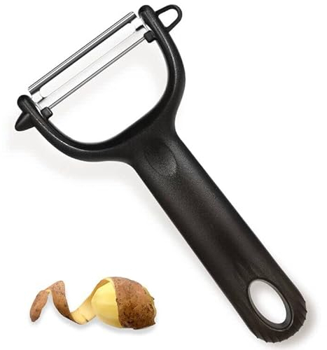 Y Shaped Potato Peeler, Stainless Steel Vegetable Peeler for Kitchen Fruits Orange Cucumber Carrot (Black)
