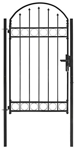 ZEYUAN Zauntor mit Gewölbter Spitze, Gartentor, Gartentüren, Garten Tor, Garten Tür, Gartenpforte, Garden Gate, Stahl 100 x 175 cm Schwarz