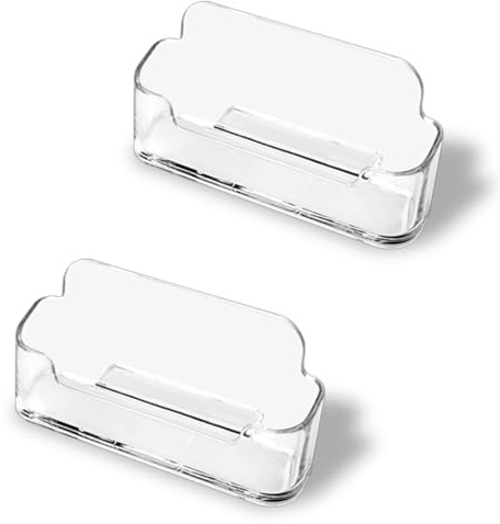 DMFLY Transparenter Visitenkartenhalter für den Schreibtisch, Kunststoff-Visitenkarten-Display, Desktop-Acryl-Visitenkartenständer für Büro, Messestand, 2 Stück