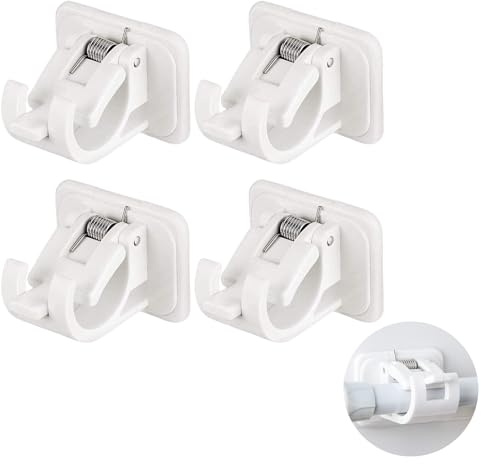 ZALHIN 4 Pezzi autoadesivi per aste per Tende, Ganci per Tende Senza Bucare Gancio per Tende Finestre PVC Adesivi per Asciugamani, aste per Ganci, Supporto per Tende