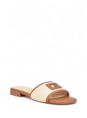 GUESS Tampa platt sandal för kvinnor, Medium naturlig beige multi, 37 EU