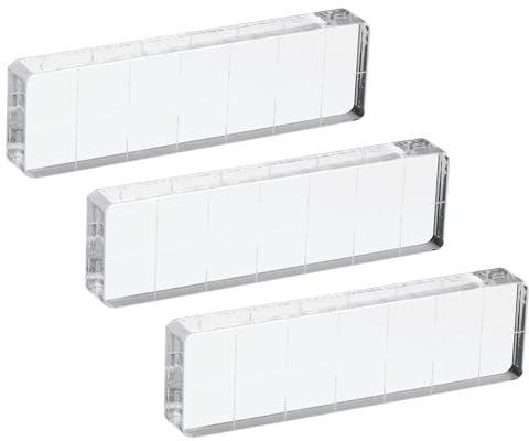 PATIKIL Acrylic Stamp Block, 3 Pack Stamping Block Rectangular Shape with Grid Lines Decorative Mounting Blocks Set for Scrapbooking DIY Crafts Card Making, 2.8x0.8