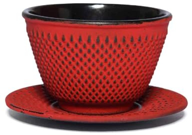 Maoci Gusseisen Teecup/Teeschale/Teetasse Arare rot mit Unterteller 120ml