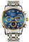 OLEVS Bicolor Herren Armbanduhr Edelstahl Modern Analog Kleid Uhren Herren Metallarmband Wasserdicht Eleagnt Blau Zifferblatt Herrenuhr Großes Chronograph Leuchtend Männer Uhr mit Datum Geschenke