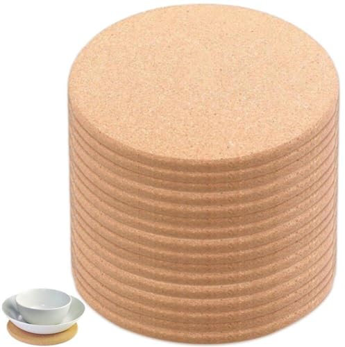 HiyyFloy Posavasos De Corcho para Bebidas, 16 Uds., Tapetes De Corcho Resistentes Calor, Portavasos Absorbentes, Salvamanteles De Corcho Redondos Y Gruesos para Sujetar Bebidas