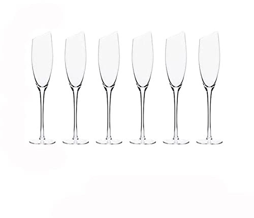 Flute Champagne Bicchieri da champagne inclinati creativi Bicchieri scintillanti in vetro cristallo da 180 ml Set di 6 set di bicchieri da cocktail flute da champagne di lusso for la casa Bicchieri da