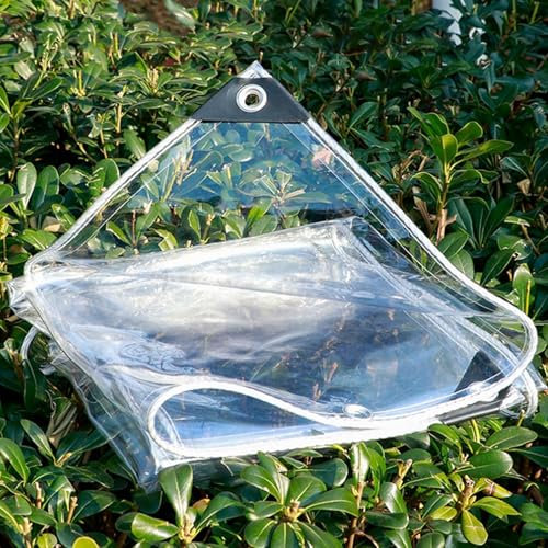 Plane Transparent mit ösen 420 G/M² 0.35mm Abdeckplane Wasserdicht Abdeckplane Durchsichtig Seitenteile Pavillon Plane, für Draußen Zelt Klarsichtplane Planen Garten(1x5m)