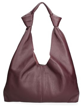 Viola Castellani Borsa a Spalla Pelle Vera Italiana Bordo Scuro 40x42x20 Elegante Donna