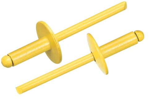 sourcing map 60Pcs 3/16x1/2 Large Flange Blind Rivets, Zinc-Plated Carbon Steel Grip and Mandrel Cap Blind Rivets, Yellow