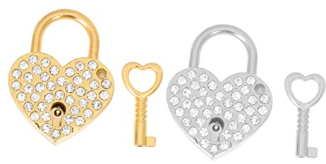 Angoily Herzschloss Minischloss Mit Schlüssel 2 Stück Zinklegierung Strass Herzvorhängeschloss Für Koffer Tagebuch Schrank Reisen