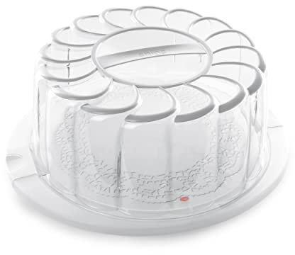 Snips - Porta Torta con Coperchio, con Vassoio da Portata Integrato e 2 Chiusure - Piatto Porta Torte e Dolci Decorato con Centrino, Campana e Manico Ergonomico, Altezza 11x28 Diametro, Made in Italy