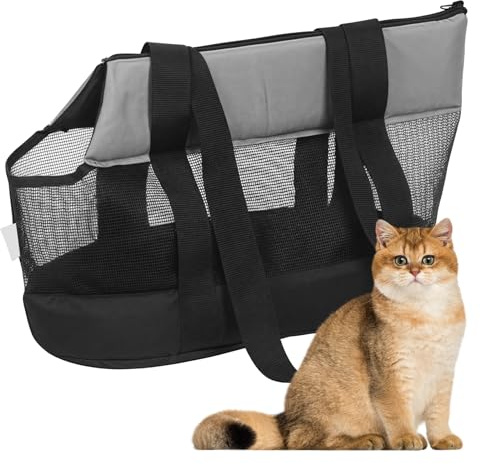 Bolsa de transporte transpirable para perros, bolsa de transporte para perros y mascotas, bolsa de transporte para perros pequeños, medianos y gatos, color negro